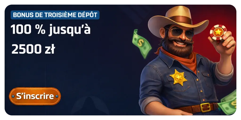 Bonus troisième dépôt 100% jusqu’à 2500 zł sur Ringospin casino